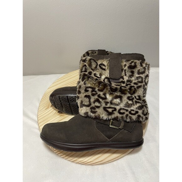 Cheeks by Tony Little Designs W’s Leather Boots, Removable Animal Print Cuff S-8 - Picture 5 of 10